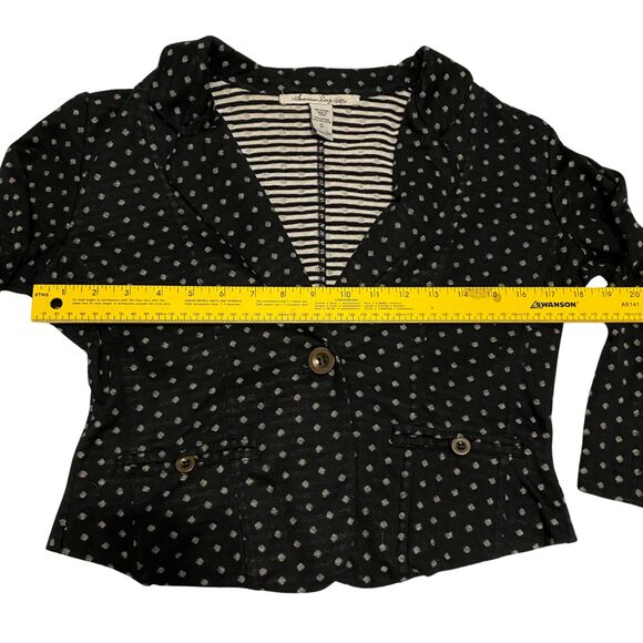 American Rag Cie Black/White Polka Dot Cotton Blend Short Blazer 3/4 Sleeve sz S - Picture 5 of 11